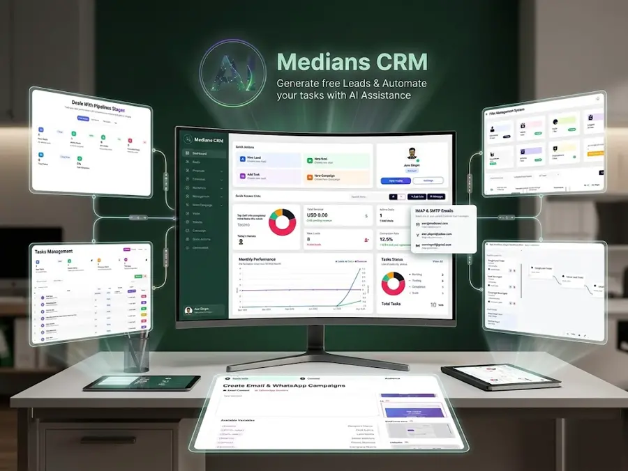Medians CRM — leads, deals, tasks, and AI automation in one platform